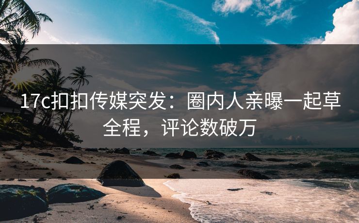 17c扣扣传媒突发：圈内人亲曝一起草全程，评论数破万