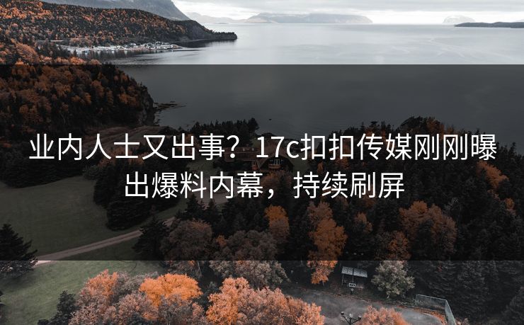 业内人士又出事？17c扣扣传媒刚刚曝出爆料内幕，持续刷屏